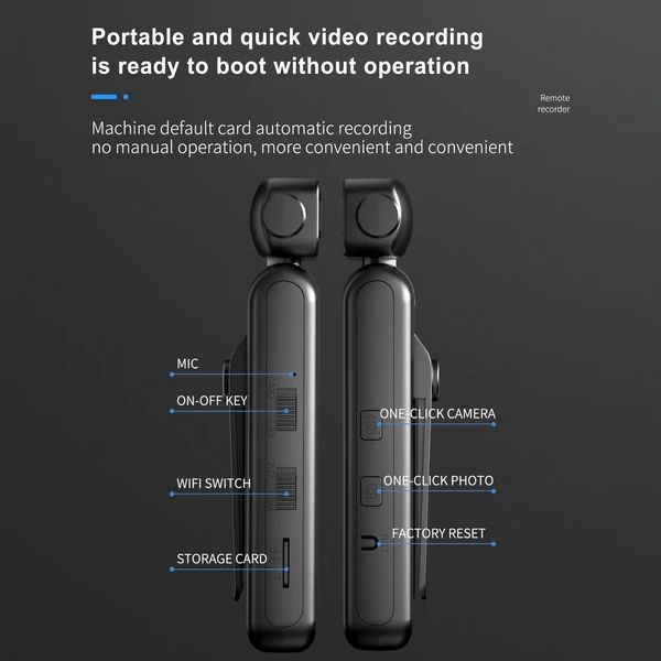 AG13 Hordozható 2K Viselhető Testkamera Hang- és Videófelvétellel, WiFi Mini Digitális Videókamera