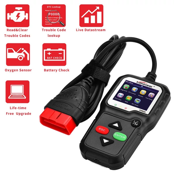KONNWEI OBDII CAN Diagnosztikai Eszköz Autókód Olvasó KW680 Motorhiba Jelző Fény Szkenner OBD II Szkenner 1996-tól gyártott autókhoz
