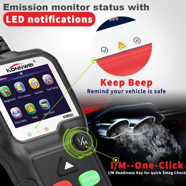 KONNWEI OBDII CAN Diagnosztikai Eszköz Autókód Olvasó KW680 Motorhiba Jelző Fény Szkenner OBD II Szkenner 1996-tól gyártott autókhoz