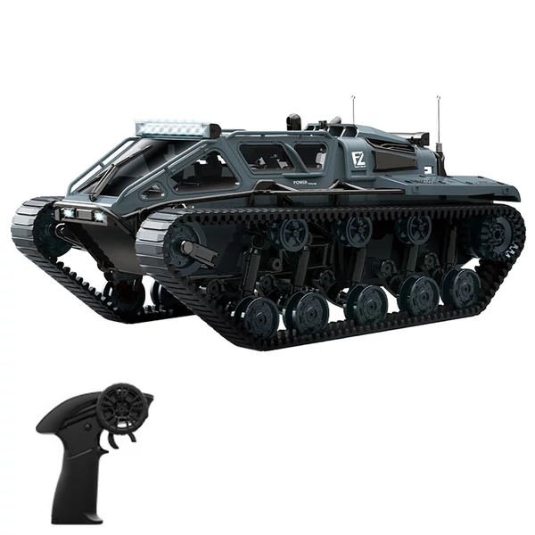 Lánctalpas távirányítós tank LED világítással és 360°-os forgással - Szürke, 1 akkumulátor
