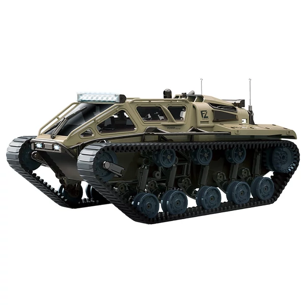 Lánctalpas távirányítós tank LED világítással és 360°-os forgással - Sárga, 1 akkumulátor