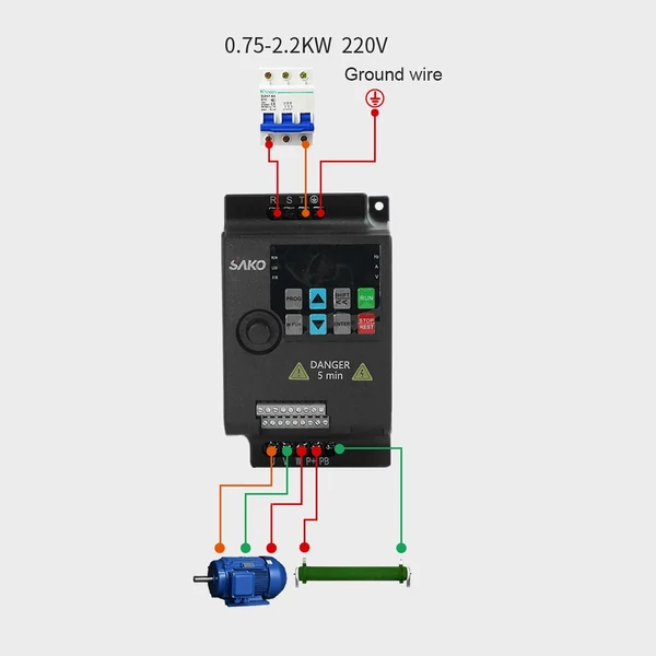 Egyfázisú AC220V vektoros inverter VFD változtatható frekvenciájú átalakító fokozatmentes motorfordulatszám-szabályozáshoz, 0,75 kW