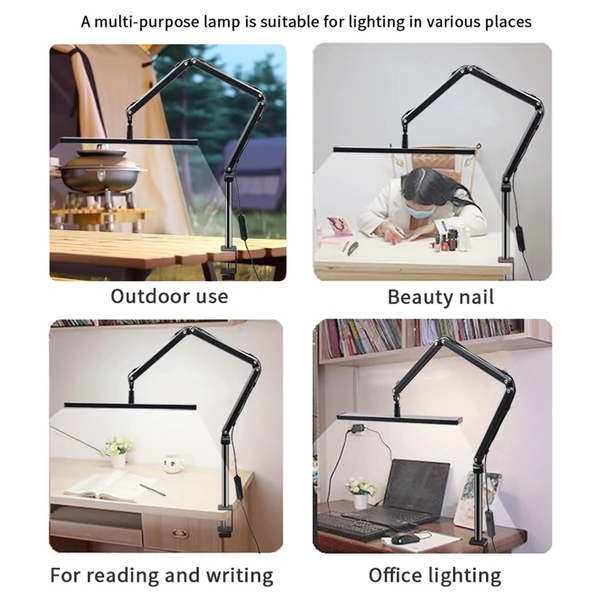 Andoer szempilla lámpa műszempilla technikusoknak, rugalmas asztali LED lámpa csipesszel, 3 fény mód, állítható - Fekete