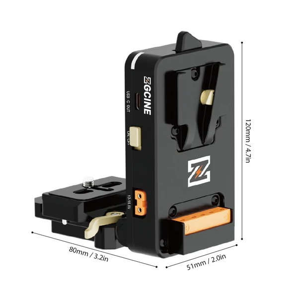 ZGCINE V rögzítőelem V Lock akkumulátor adapter D-TAP USB-C kimenetekkel, 38mm ARCA gyorskioldó DSLR kamerákhoz és állványhoz
