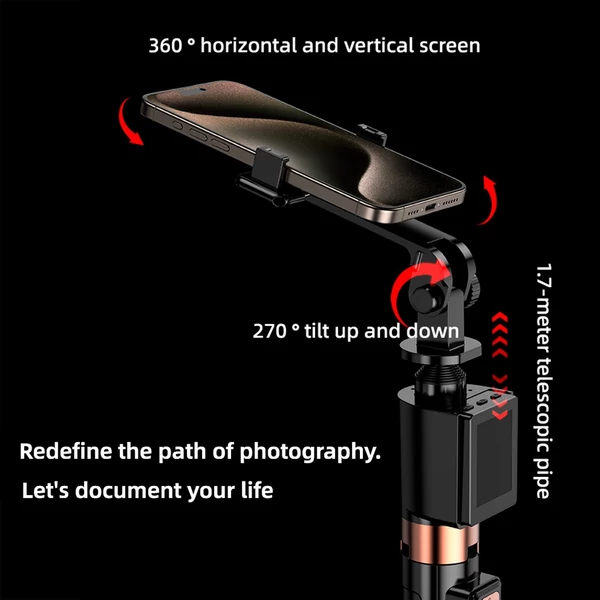 CL07 Kihúzható szelfibot állvány telefonnal, vetítővászon távirányítóval, 170 cm-es alumínium tripod vloghoz, szelfihez, élőzéshez