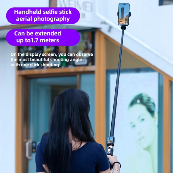 CL07 Kihúzható szelfibot állvány telefonnal, vetítővászon távirányítóval, 170 cm-es alumínium tripod vloghoz, szelfihez, élőzéshez
