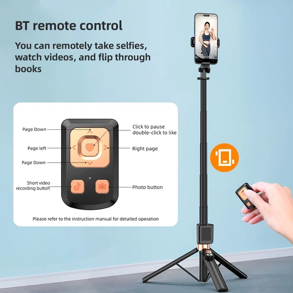 CL07 Kihúzható szelfibot állvány telefonnal, vetítővászon távirányítóval, 170 cm-es alumínium tripod vloghoz, szelfihez, élőzéshez