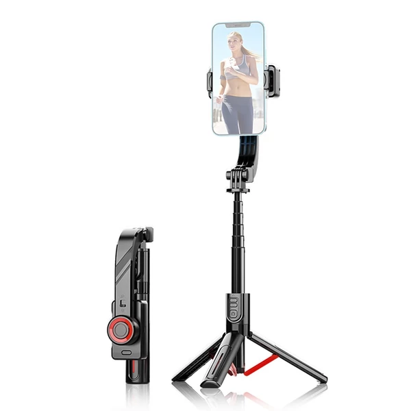 C08 Kihúzható telefonos gimbal stabilizátor, szelfibot állvány távirányítóval, vloghoz, élő közvetítéshez, online videókhoz
