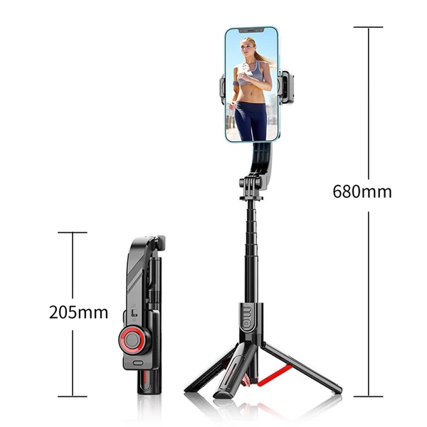 C08 Kihúzható telefonos gimbal stabilizátor, szelfibot állvány távirányítóval, vloghoz, élő közvetítéshez, online videókhoz