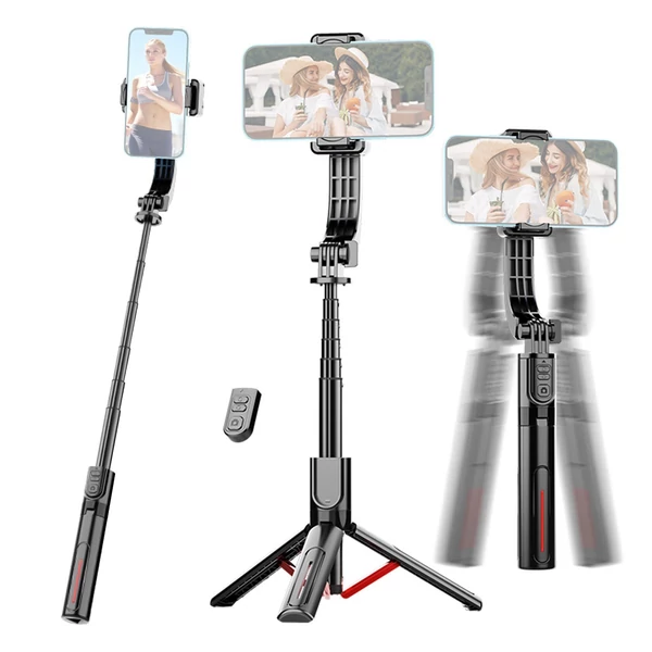 C08 Kihúzható telefonos gimbal stabilizátor, szelfibot állvány távirányítóval, vloghoz, élő közvetítéshez, online videókhoz