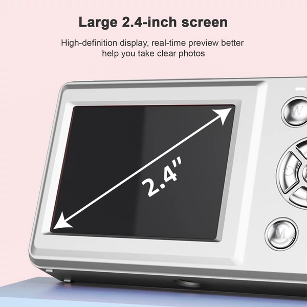 H10 digitális gyerek fényképezőgép 4K videó funkcióval, 64MP felbontással és 18x zoommal - Fehér