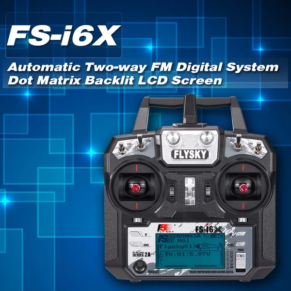 Flysky FS-i6X 2,4 GHz 10 csatornás AFHDS 2A RC adó FS-iA6B vevővel drónhoz, repülőhöz, helikopterhez