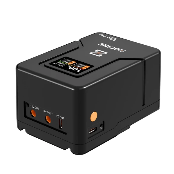 ZGCINE V Lock akkumulátor 94.72Wh V Mount PD100W gyorstöltés D-Tap/USB-C/BP bemenettel és kimenettel kamerához, LED fényhez, monitorhoz - Fekete