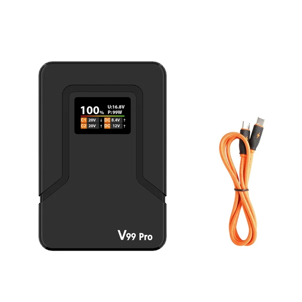ZGCINE V Lock akkumulátor 94.72Wh V Mount PD100W gyorstöltés D-Tap/USB-C/BP bemenettel és kimenettel kamerához, LED fényhez, monitorhoz - Fekete