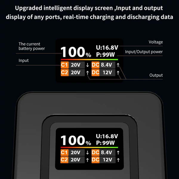 ZGCINE V Lock akkumulátor 94,72Wh V Mount PD100W gyorstöltés D-Tap/USB-C/BP bemenet és kimenet kamera LED lámpákhoz, monitorhoz, laptophoz - Narancs