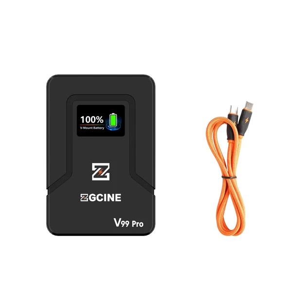 ZGCINE V Lock akkumulátor 94,72Wh V Mount PD100W gyorstöltés D-Tap/USB-C/BP bemenet és kimenet kamera LED lámpákhoz, monitorhoz, laptophoz - Narancs