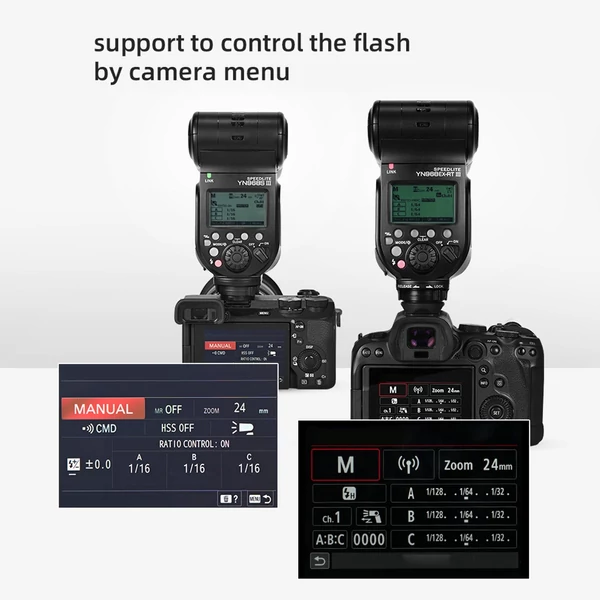 Yongnuo YN968EX-RT III frissített vakufény master/slave TTL speedlite GN60 1/8000s HSS LED segédfénnyel Canon DSLR-hez.