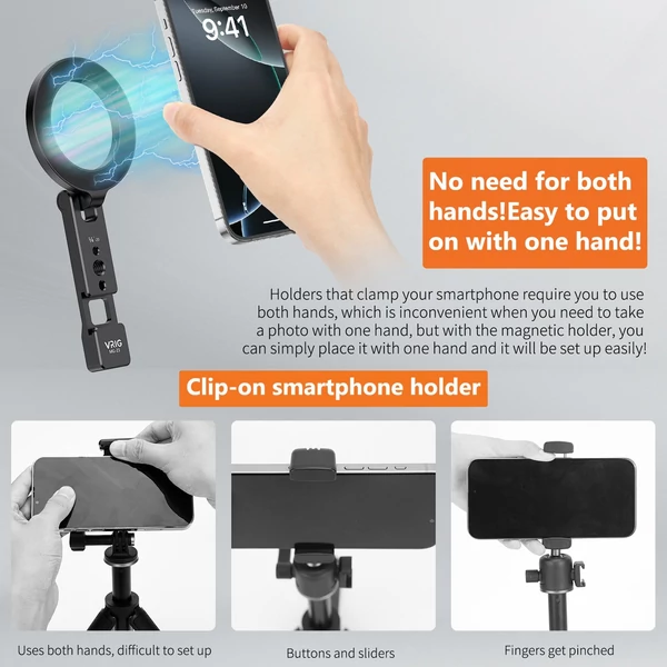 VRIG mágneses telefontartó, összecsukható asztali állvány iPhone 16/15/14/13/12 és Android készülékekhez