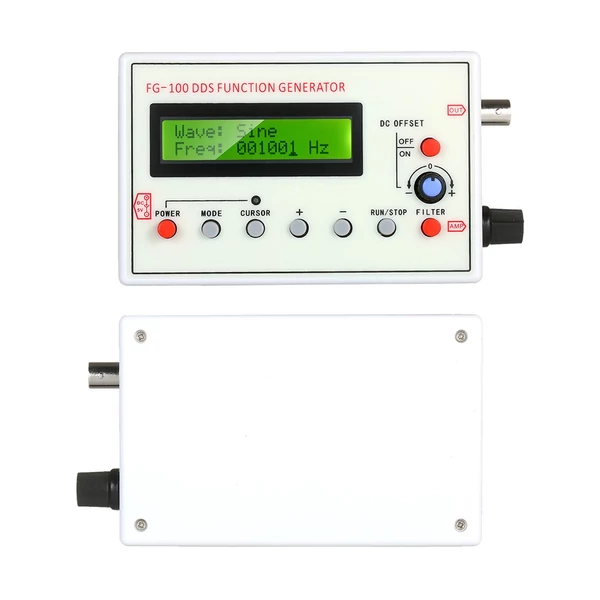 1Hz-500kHz FG-100 DDS Funkciógenerátor Szinusz Háromszög Négyszög Fűrészfog EKG Zaj Frekvenciamérő Jelforrás Modul
