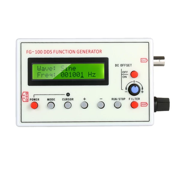 1Hz-500kHz FG-100 DDS Funkciógenerátor Szinusz Háromszög Négyszög Fűrészfog EKG Zaj Frekvenciamérő Jelforrás Modul