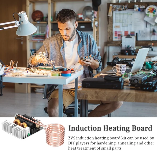 1000W ZVS indukciós fűtőmodul alacsony feszültségű fűtőtekercs flyback meghajtó réz csővel DIY kis alkatrészek edzéséhez, hőkezeléséhez