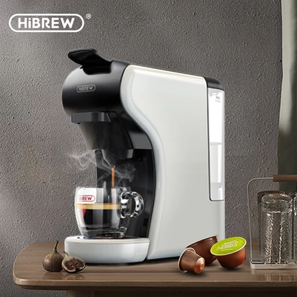 HiBREW H1A 19 bar nyomású eszpresszó kávéfőző 4 az 1-ben, Dolce Gusto kompatibilis, hideg-meleg rendszer, 2 csészeméret - Fehér