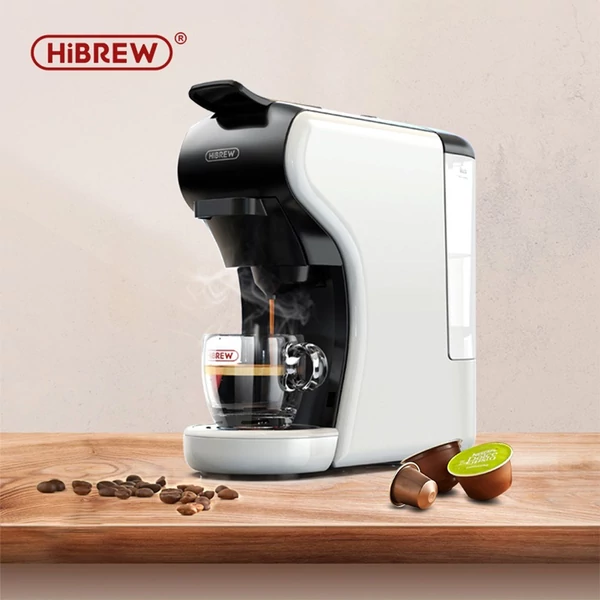 HiBREW H1A 19 bar nyomású eszpresszó kávéfőző 4 az 1-ben, Dolce Gusto kompatibilis, hideg-meleg rendszer, 2 csészeméret - Fehér