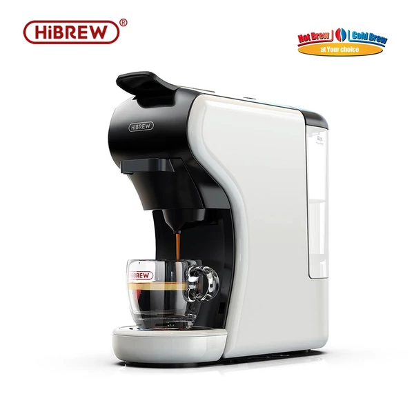 HiBREW H1A 19 bar nyomású eszpresszó kávéfőző 4 az 1-ben, Dolce Gusto kompatibilis, hideg-meleg rendszer, 2 csészeméret - Fehér