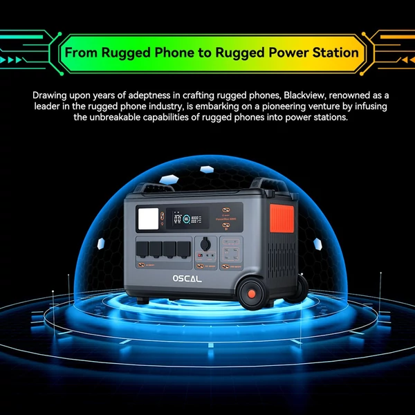 Oscal PowerMax 6000 6000W strapabíró erőmű 3600-57600Wh LiFePO4 akkumulátor 14 aljzat 120V/240V kettős feszültség APP vezérlés por- és cseppálló