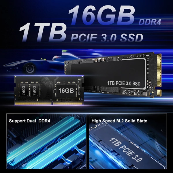 Ninkear N13 mini pc gaming erős mini számítógép 16GB RAM, 1TB SSD, i5-1340P, WiFi6, nagy felbontású kijelző miniszámítógép