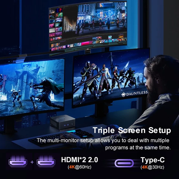 Ninkear N13 mini pc gaming erős mini számítógép 16GB RAM, 1TB SSD, i5-1340P, WiFi6, nagy felbontású kijelző miniszámítógép