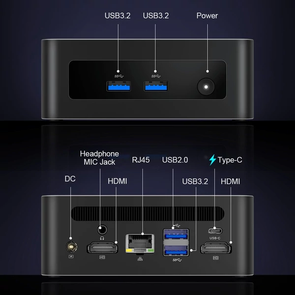 Ninkear N13 mini pc gaming erős mini számítógép 16GB RAM, 1TB SSD, i5-1340P, WiFi6, nagy felbontású kijelző miniszámítógép