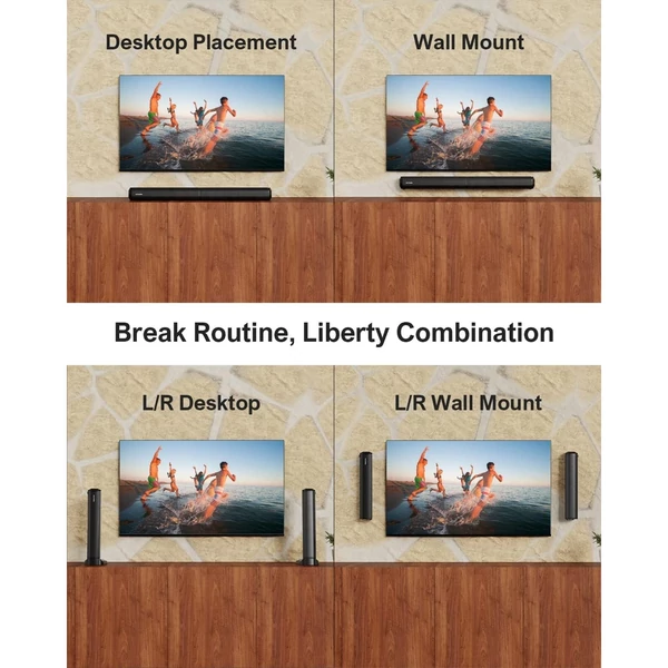 ULTIMEA Apollo S40 2.2CH Bluetooth levehető soundbar TV-hez, 100W, 3 EQ mód, állítható basszus, ARC/Optikai/Aux/Fali rögzítés
