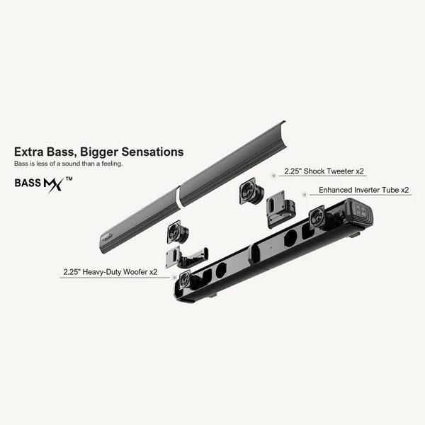 ULTIMEA Apollo S40 2.2CH Bluetooth levehető soundbar TV-hez, 100W, 3 EQ mód, állítható basszus, ARC/Optikai/Aux/Fali rögzítés