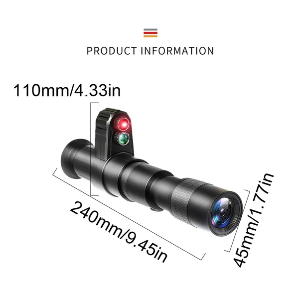 Monokulár digitális infravörös éjjellátó eszköz, 200-300m, 38-48 mm átmérőjű távcsőhöz, teljes sötétben használható - A típus