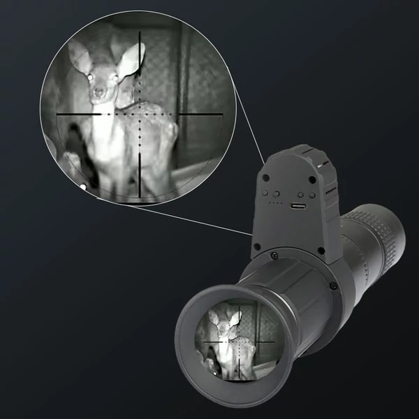 Monokulár digitális infravörös éjjellátó eszköz, 200-300m, 38-48 mm átmérőjű távcsőhöz, teljes sötétben használható - B típus