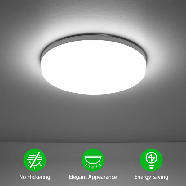 LED mennyezeti lámpa, 24W, kerek, fehér fény (6500-7000K), konyhába, hálószobába, folyosóra - Fehér