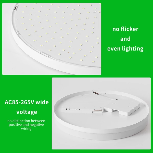 LED mennyezeti lámpa, 24W, kerek, fehér fény (6500-7000K), konyhába, hálószobába, folyosóra - Fehér