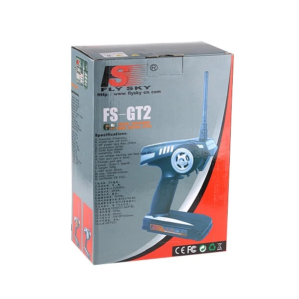 2,4G FS-GT2 2CH rádiómodell RC adó-vevő autóhoz és hajóhoz