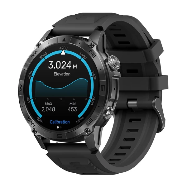Zeblaze Stratos 2 Plus GPS okosóra, 1.43" AMOLED kijelző, GPS, 60 sport mód, egészségkövetés, fitnesz és vezeték nélküli hívás - Fekete