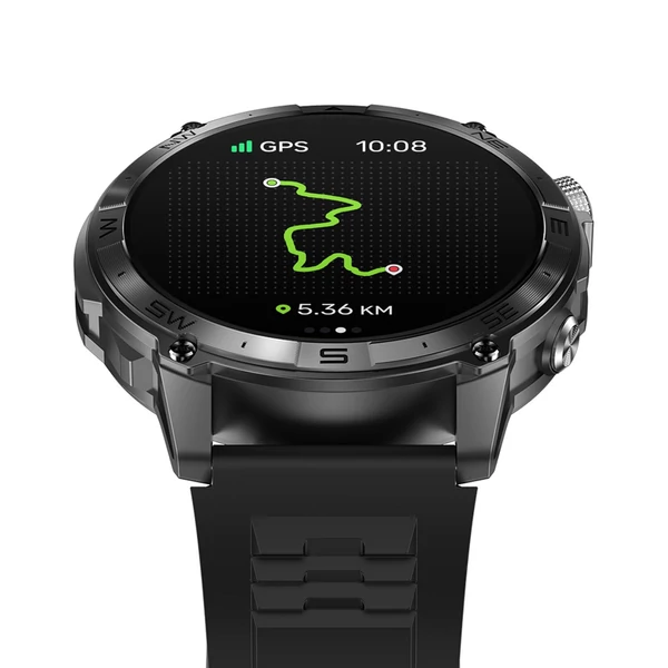 Zeblaze Stratos 2 Plus GPS okosóra, 1.43" AMOLED kijelző, GPS, 60 sport mód, egészségkövetés, fitnesz és vezeték nélküli hívás - Fekete