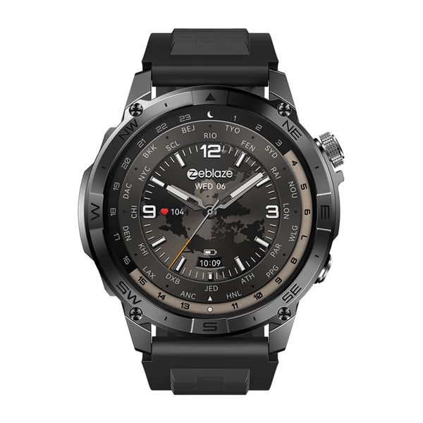Zeblaze Stratos 2 Plus GPS okosóra, 1.43" AMOLED kijelző, GPS, 60 sport mód, egészségkövetés, fitnesz és vezeték nélküli hívás - Fekete