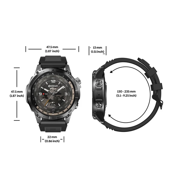 Zeblaze Stratos 2 Plus GPS okosóra, 1.43" AMOLED kijelző, GPS, 60 sport mód, egészségkövetés, fitnesz és vezeték nélküli hívás - Fekete