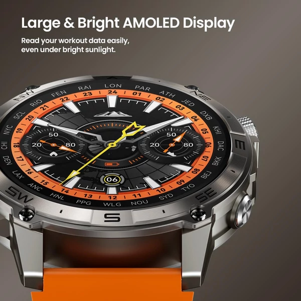 Zeblaze Stratos 2 Plus GPS okosóra, 1.43" AMOLED kijelző, GPS, 60 sport mód, egészségkövetés, fitnesz és vezeték nélküli hívás - Narancs
