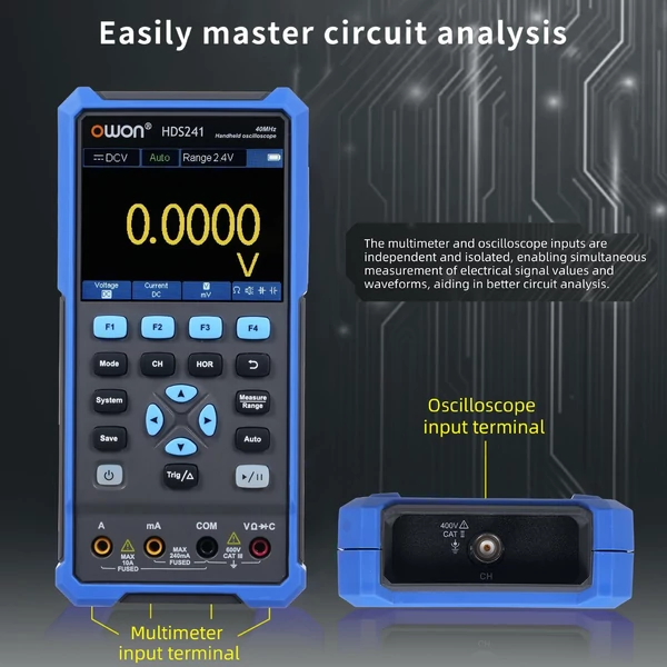 Owon 2 az 1-ben oszcilloszkóp és multiméter, 1CH, 250MSa/s, 40MHz, 24,000 leolvasás, 10,000 wfms/s elektronikai hibakereséshez