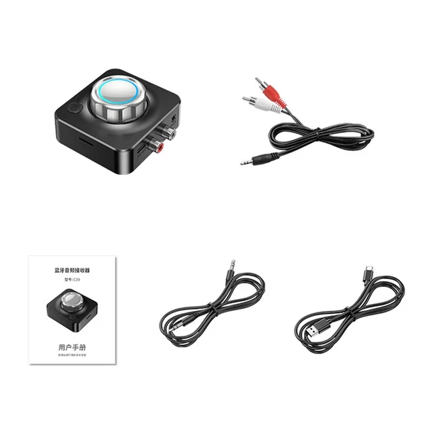 C39 BT 5.1 Audio vevő, 3D térhangzású adapter, támogatja a 3,5 mm-es jack csatlakozót régi hangszórókhoz/autórádióhoz