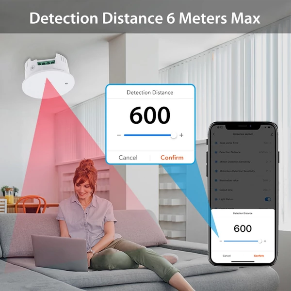 Emberi jelenlét-érzékelő, mozgás- és testhelyzet-detektor, BT5.0, 2.4GHz WiFi, hub nélkül működik - 1-es típus