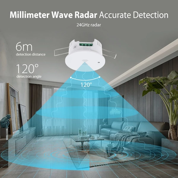 Emberi jelenlét-érzékelő, mozgás- és testhelyzet-detektor, BT5.0, 2.4GHz WiFi, hub nélkül működik - 1-es típus