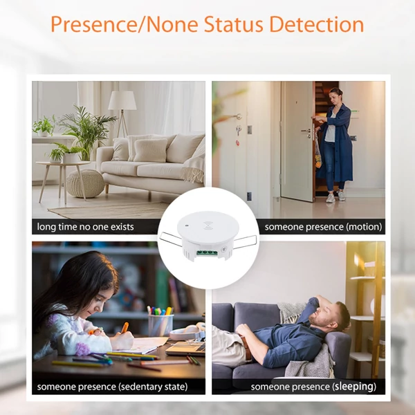 Emberi jelenlét-érzékelő, mozgás- és testhelyzet-detektor, BT5.0, 2.4GHz WiFi, hub nélkül működik - 1-es típus
