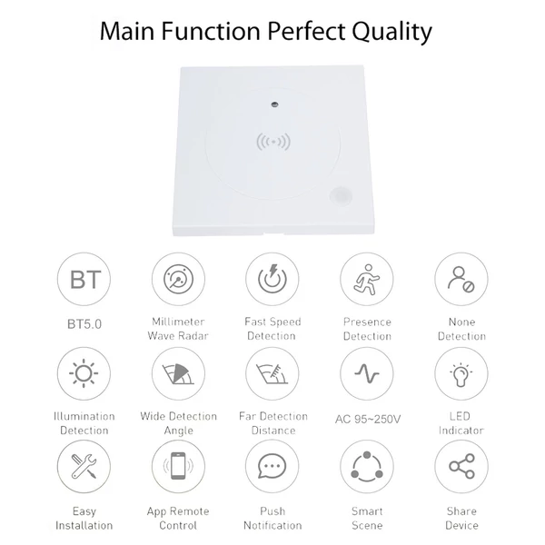 Emberi jelenlét-érzékelő, mozgás- és testhelyzet-detektor, BT5.0, 2.4GHz WiFi, hub nélkül működik - 3-as típus
